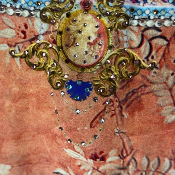 Camilla Orange Fooral Split Pocket Maxi Long Sleeve Size Small Dress - Picture 3 of 17